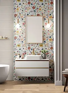 Background tile, Color yellow,pink,white,sky blue, Ceramics, 25x75 cm, Finish matte