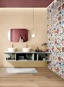 Azulejo de fundo, Cor bege, Cerâmica, 25x75 cm, Superfície mate