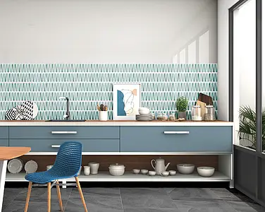 Azulejo de fundo, Cor azul céu, Cerâmica, 25x75 cm, Superfície mate