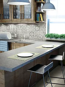 Grundflise, Farve grå, Stil patchwork, Uglaseret porcelænsstentøj, 30x60 cm, Overflade mat