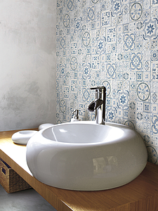 Background tile, Color navy blue,white, Style patchwork, Unglazed porcelain stoneware, 30x60 cm, Finish matte