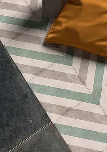 Carrelage, Effet imitation carreaux de ciment, Teinte multicolore, Grès cérame émaillé, 21.6x21.6 cm, Surface mate