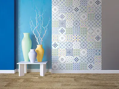 Background tile, Color multicolor, Style patchwork, Glazed porcelain stoneware, 22x22 cm, Finish glossy