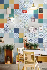 Background tile, Color white, Glazed porcelain stoneware, 22x22 cm, Finish glossy