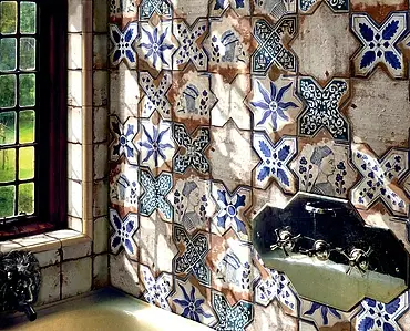 Peça decorativa, Efeito terracota, Cor multicolor, Estilo artesanal, Faiança, 15x15 cm, Superfície brilhante