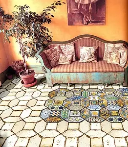 Peça decorativa, Efeito terracota, Cor multicolor, Estilo artesanal, Faiança, 14x28 cm, Superfície brilhante