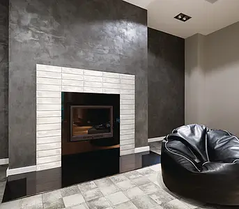 Background tile, Color white, Ceramics, 7.5x30 cm, Finish glossy