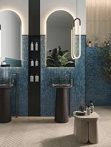 Background tile, Color navy blue, Glazed porcelain stoneware, 6x25 cm, Finish glossy