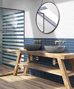 Background tile, Effect unicolor, Color navy blue, Ceramics, 6.5x13 cm, Finish matte