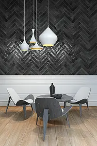 Background tile, Effect unicolor, Color black, Glazed porcelain stoneware, 6x25 cm, Finish glossy