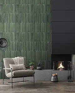 Background tile, Effect unicolor, Color green, Glazed porcelain stoneware, 12.5x25 cm, Finish glossy