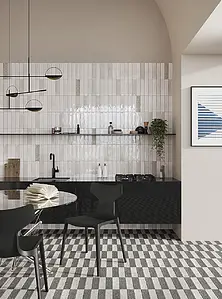 Background tile, Color white, Glazed porcelain stoneware, 6x25 cm, Finish glossy