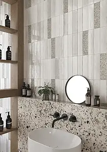 Background tile, Color white, Glazed porcelain stoneware, 6x25 cm, Finish glossy