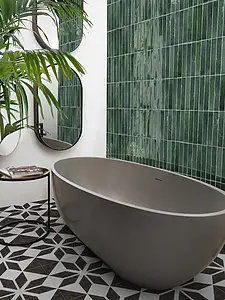 Faux encaustic tiles,Unicolor,Bathroom,Black & white