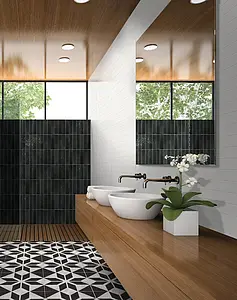 Background tile, Effect unicolor, Color black, Glazed porcelain stoneware, 6x25 cm, Finish glossy