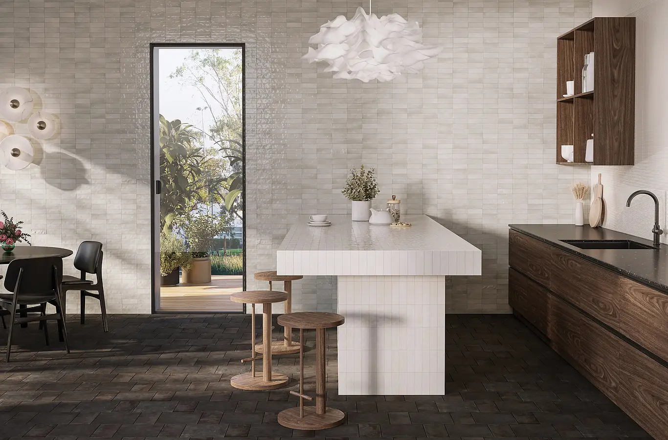 Background tile, Color grey, Glazed porcelain stoneware, 5x15 cm, Finish glossy