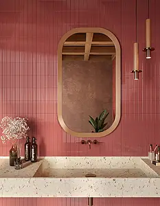 Background tile, Effect unicolor, Color red, Glazed porcelain stoneware, 5x15 cm, Finish glossy