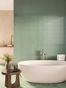 Background tile, Effect unicolor, Color green, Glazed porcelain stoneware, 5x15 cm, Finish glossy