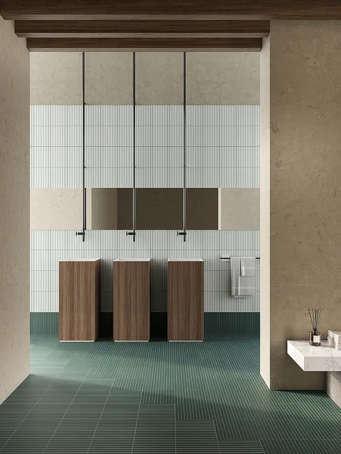 Mosaic effect tiles, Effect unicolor, Color white, Glazed porcelain stoneware, 12.5x25 cm, Finish matte