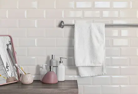 Background tile, Effect unicolor, Color white, Style metro, Ceramics, 7.5x15 cm, Finish glossy