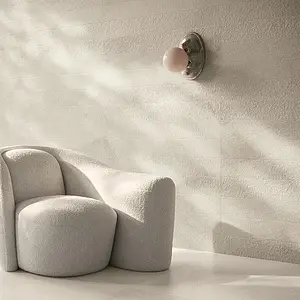 Grundflise, Effekt andre sten, Farve hvid, Glaseret porcelænsstentøj, 60x120 cm, Overflade mat