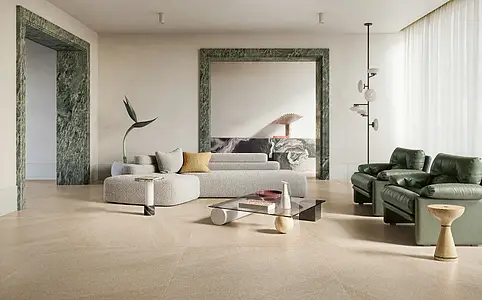 Grundflise, Effekt andre sten, Farve beige, Glaseret porcelænsstentøj, 120x120 cm, Overflade skridsikker