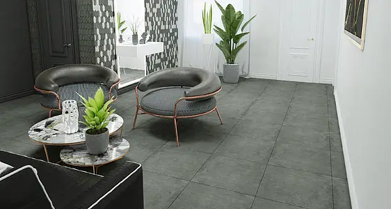 Basistegels, Effect betonlook, Kleur zwarte, Geglazuurde porseleinen steengoed, 60x60 cm, Oppervlak antislip