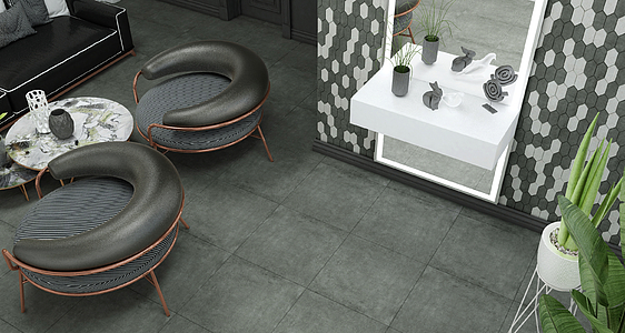 Mosaik, Textur betong, Färg grå,svart, Glaserad granitkeramik, 30x30 cm, Yta halksäker