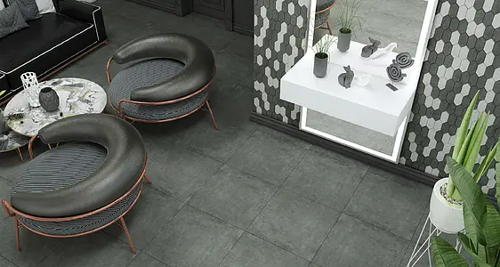 Optik beton, Farbe graue,schwarze, Mosaik, Glasiertes Feinsteinzeug, 30x30 cm, Oberfläche rutschfeste
