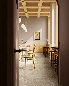 Grundflise, Effekt travertin, Farve beige, Glaseret porcelænsstentøj, 120x120 cm, Overflade skridsikker