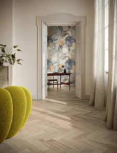 Background tile, Effect wood, Color beige, Glazed porcelain stoneware, 9.6x56.6 cm, Finish antislip