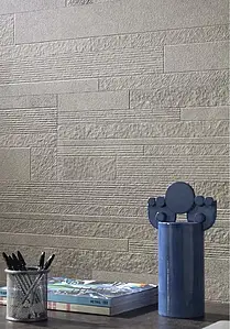 Mosaic effect tiles, Effect concrete, Color grey, Glazed porcelain stoneware, 30x120 cm, Finish antislip