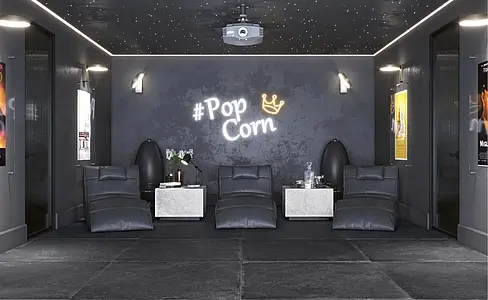 Background tile, Effect concrete, Color black, Glazed porcelain stoneware, 100x100 cm, Finish antislip