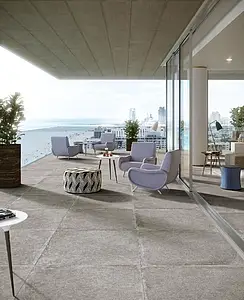 Background tile, Effect concrete, Color grey, Glazed porcelain stoneware, 100x100 cm, Finish antislip