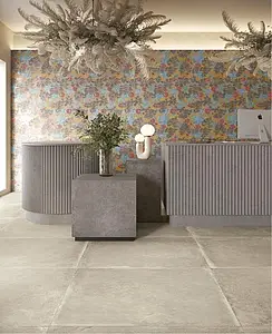 Background tile, Effect concrete, Color beige, Glazed porcelain stoneware, 100x100 cm, Finish antislip