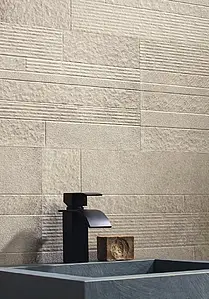 Mosaic effect tiles, Effect concrete, Color beige, Glazed porcelain stoneware, 30x120 cm, Finish antislip