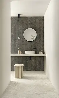 Grundflise, Effekt andre sten, Farve sort, Stil designer, Glaseret porcelænsstentøj, 120x120 cm, Overflade skridsikker