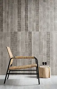 Decoro, Effetto legno, Colore grigio, Gres porcellanato smaltato, 20x120 cm, Superficie opaca
