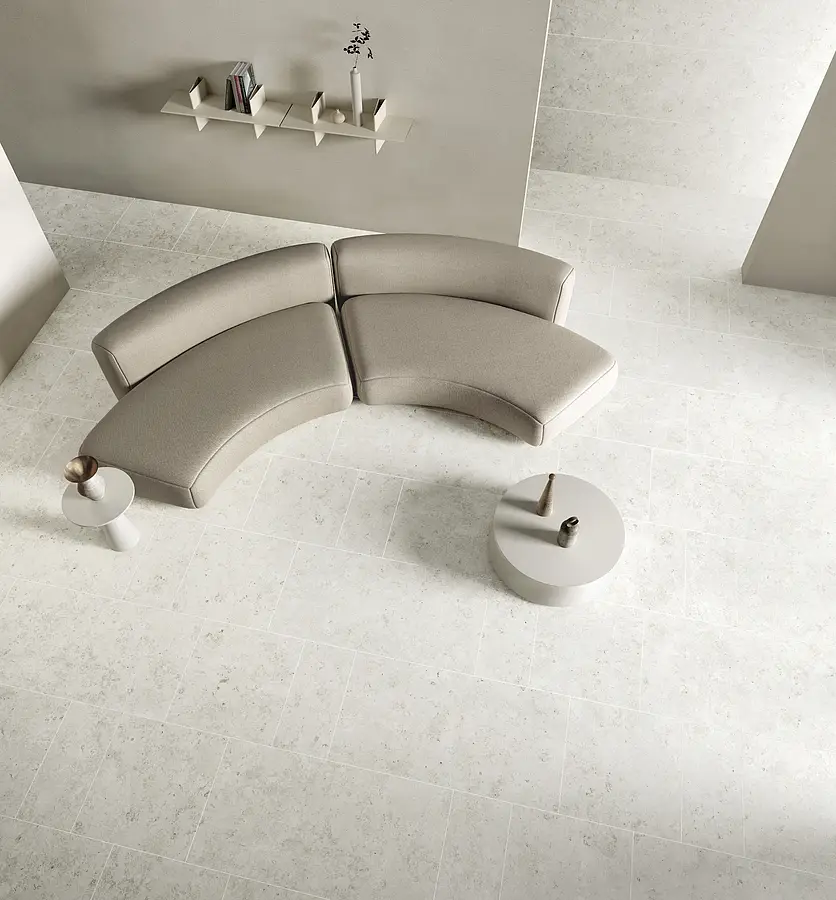 Background tile, Effect other stones, Color white, Glazed porcelain stoneware, 60x60 cm, Finish antislip