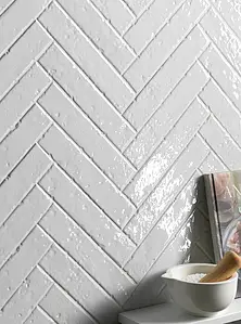 Piastrella di fondo, Effetto mattone, Colore bianco, Gres porcellanato smaltato, 4.5x23 cm, Superficie lucida