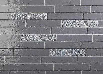 Dekor, Färg grå, Glaserad granitkeramik, 4.5x23 cm, Yta blank