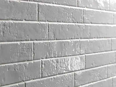 Carrelage, Effet brique, Teinte grise, Grès cérame émaillé, 4.5x23 cm, Surface brillante