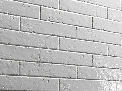 Carrelage, Effet brique, Teinte blanche, Grès cérame émaillé, 4.5x23 cm, Surface brillante