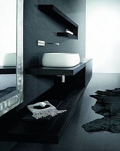 Grundflise, Effekt beton, Farve sort, Glaseret porcelænsstentøj, 30x60 cm, Overflade mat