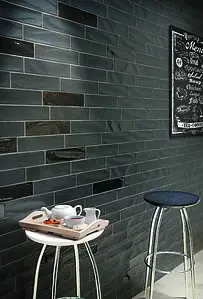 Background tile, Color black, Ceramics, 7.5x30 cm, Finish glossy