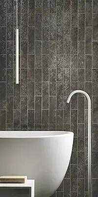 Background tile, Effect other stones, Color black, Glazed porcelain stoneware, 7.5x30 cm, Finish glossy