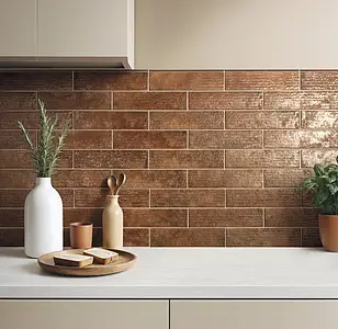 Background tile, Effect other stones, Color brown, Glazed porcelain stoneware, 7.5x30 cm, Finish glossy