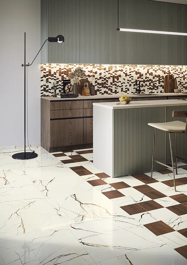 Mosaic tile, Effect other marbles, Color beige,white, Glazed porcelain stoneware, 30x30 cm, Finish antislip