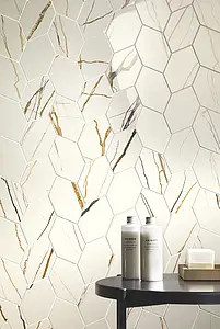 Mosaik, Optik stein,andere marmorarten,andere steine, Farbe beige,weiße, Glasiertes Feinsteinzeug, 30x30 cm, Oberfläche polierte