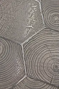 Dekorativt stykke, Effekt træ, Farve grå, Glaseret porcelænsstentøj, 11x12.6 cm, Overflade semi-poleret